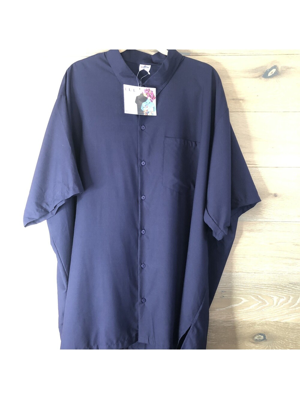 LA LEELA Men's Short Sleeve Button Down Casual Lightweight Shirt Solid Blue 3XL